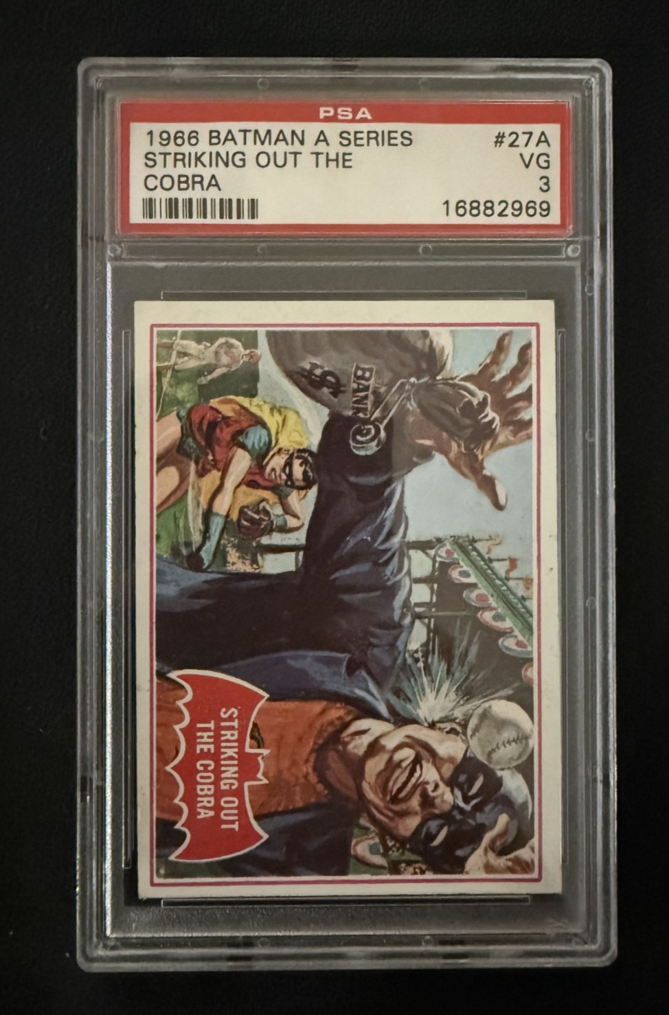 1966 A & BC BATMAN SER A #27A STRIKING OUT THE COBRA VINTAGE   GRADED PSA 3