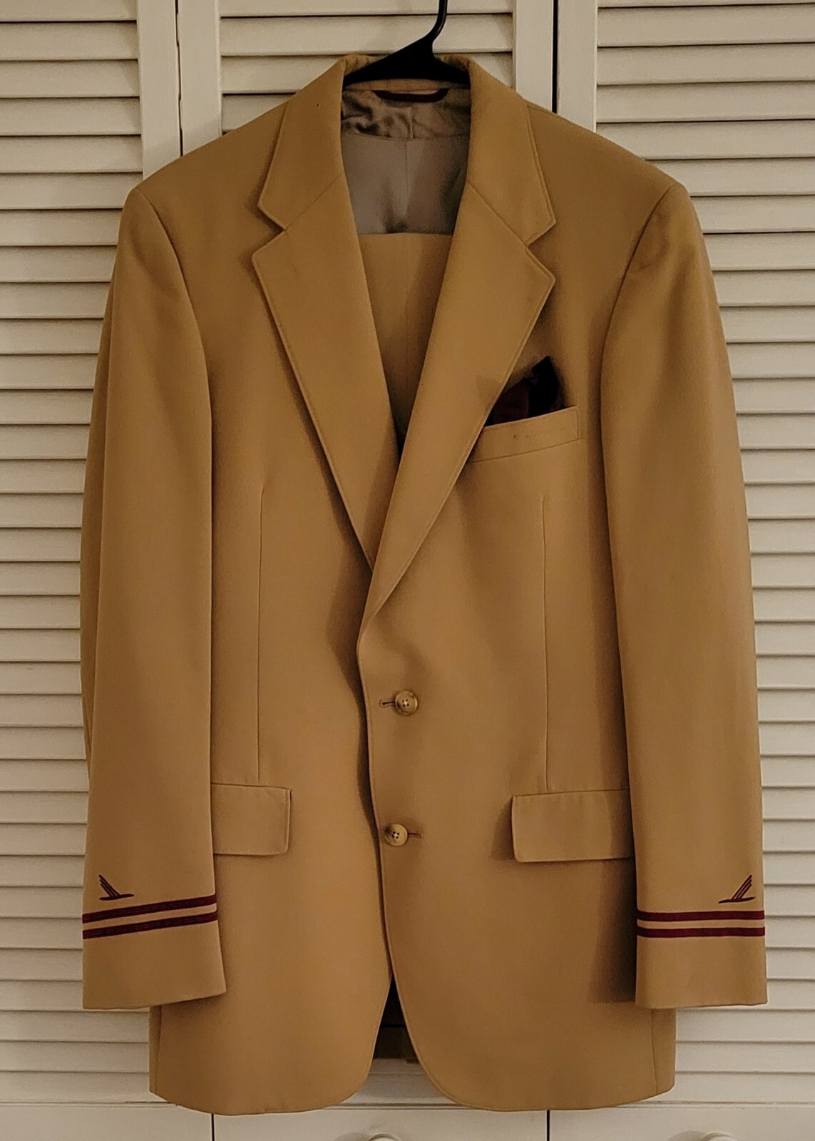 Piedmont Airlines Beige Flight Attendant Uniform /Blazer-Pants-Vest-Pocket Sq.
