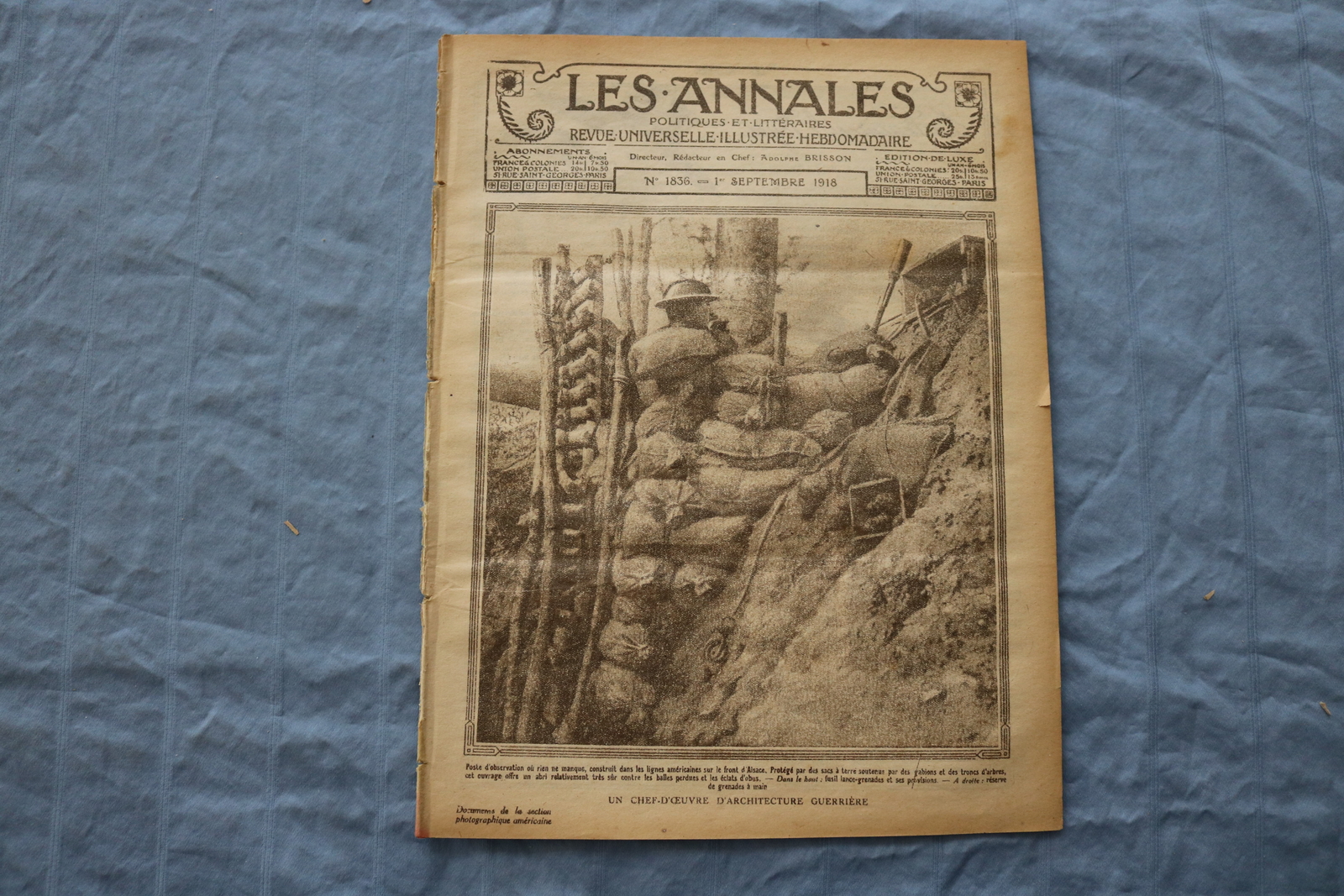 1918 SEPTEMBER 1 LES ANNALES MAGAZINE - UN CHEF-D\'OEUVRE - FRENCH - NP 8650