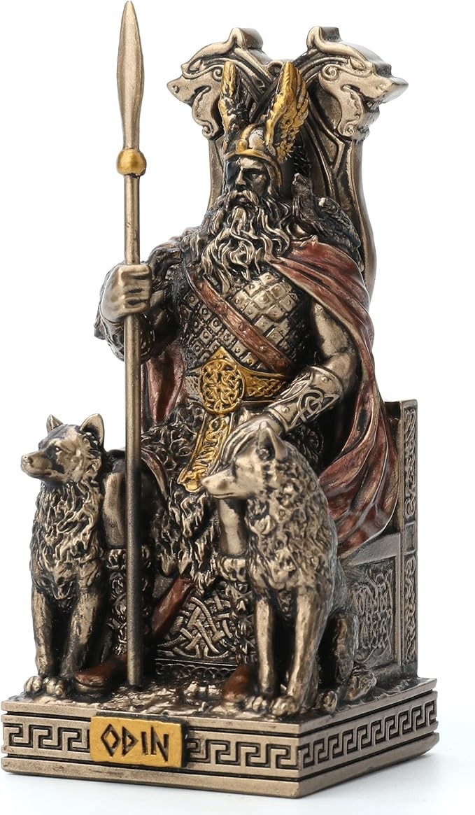 Odin Sitting On Throne Miniature Resin Figurine Hand Painted Polystone Finish