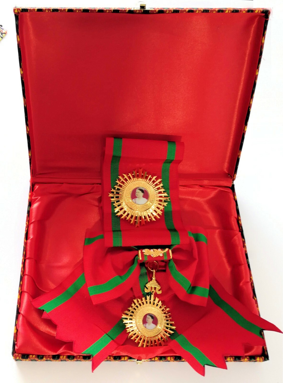 Cambodia Royal Queen Order Medal Grand Cross Sash Set Insignia Khmer Award Jewel