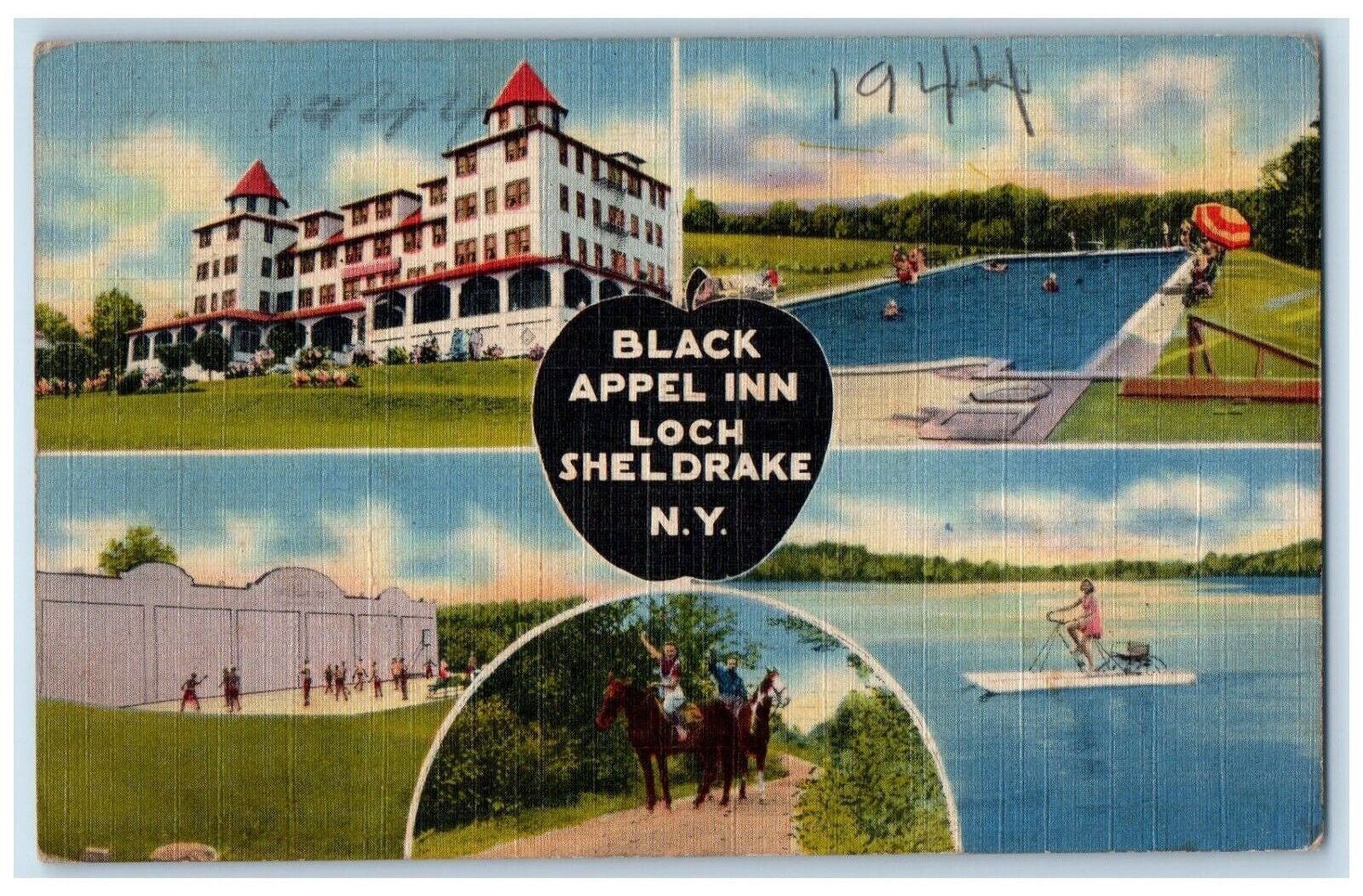 c1940's Black Appel Inn Loch Sheldrake New York NY, Multiview Vintage Postcard