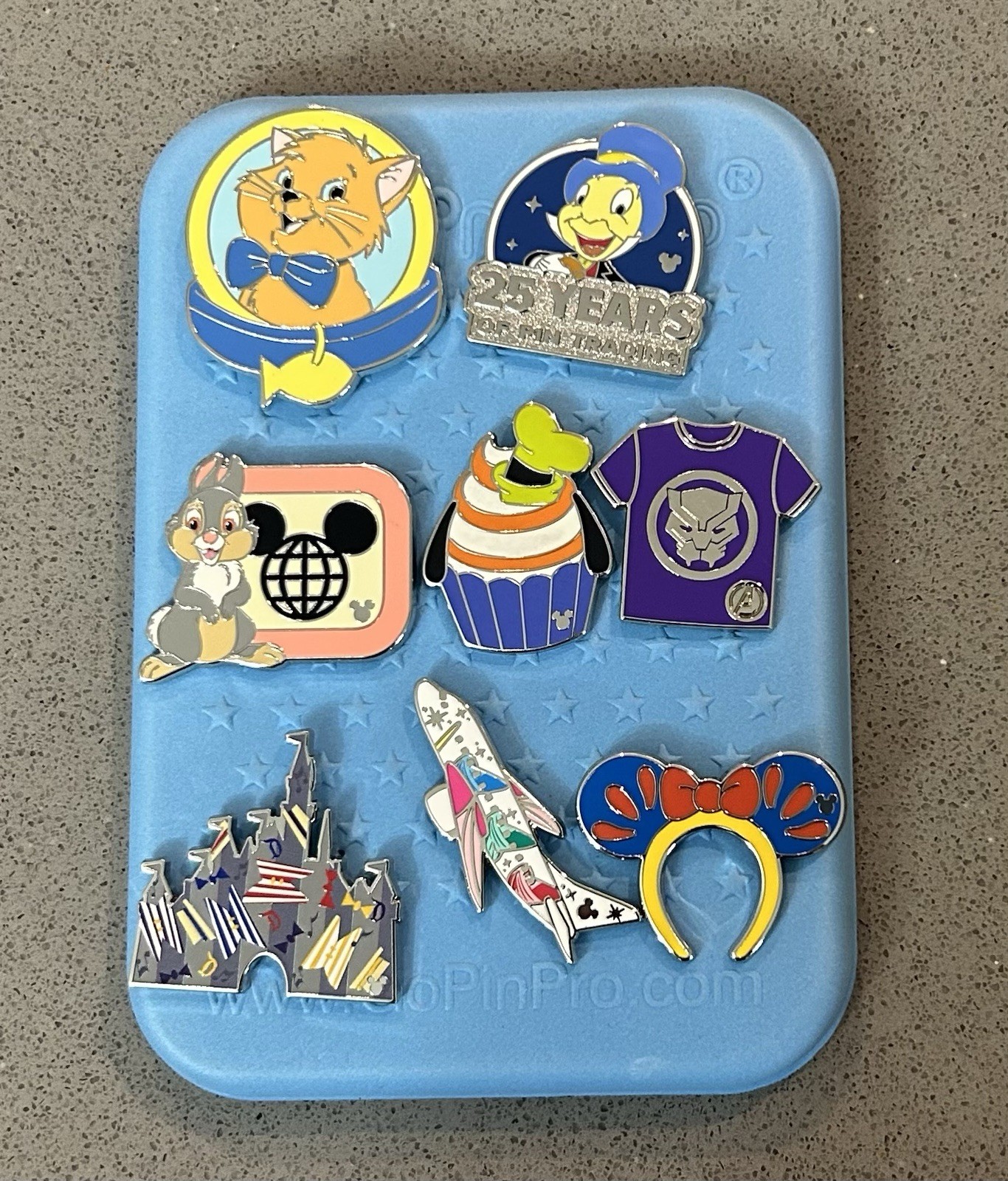 Disney 7 Pin Lot with Mini PinFolio Board Snow White Earband Thumper Goofy Plane