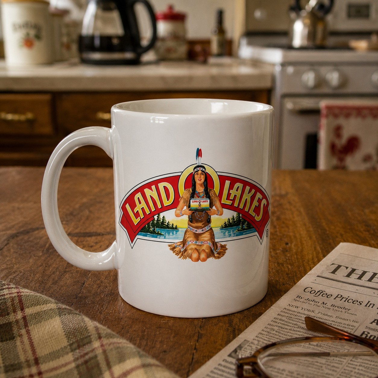Vintage Land O Lakes Logo Coffee Mug 11 oz Ceramic Cup Retro Dairy...