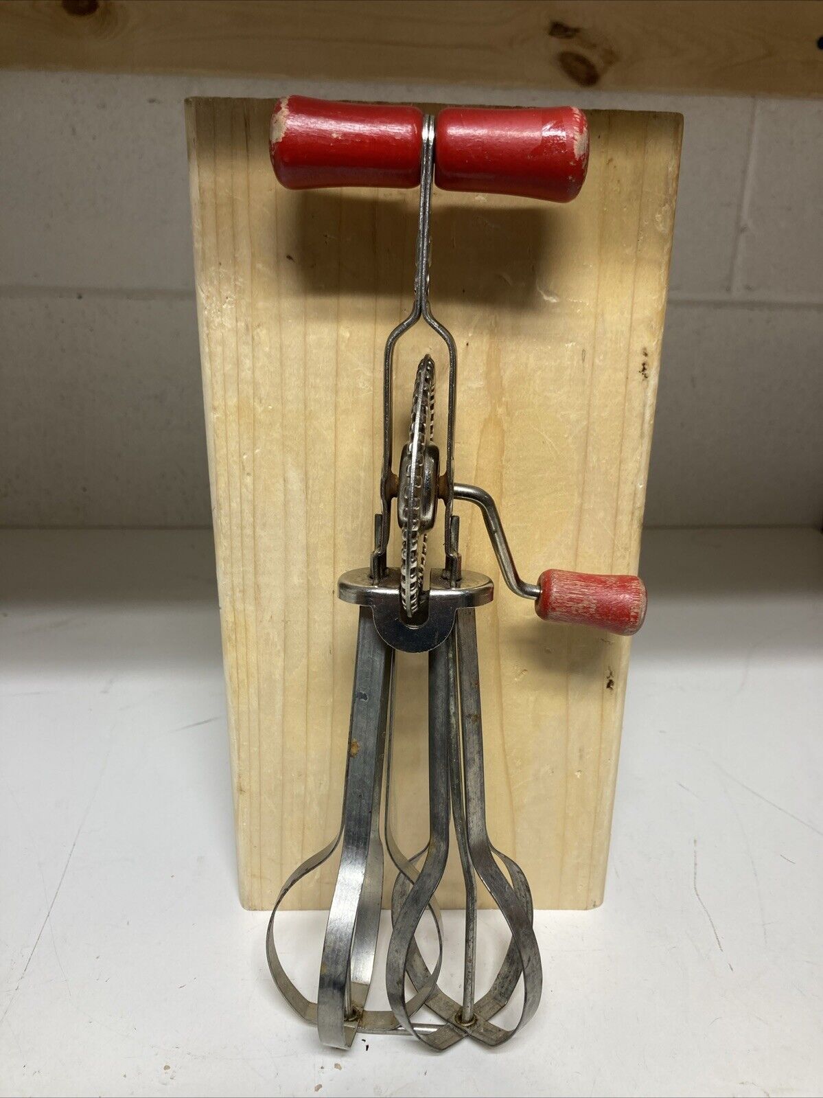VTG Androck Hand Mixer Red Handles Stainless Steel Made in USA