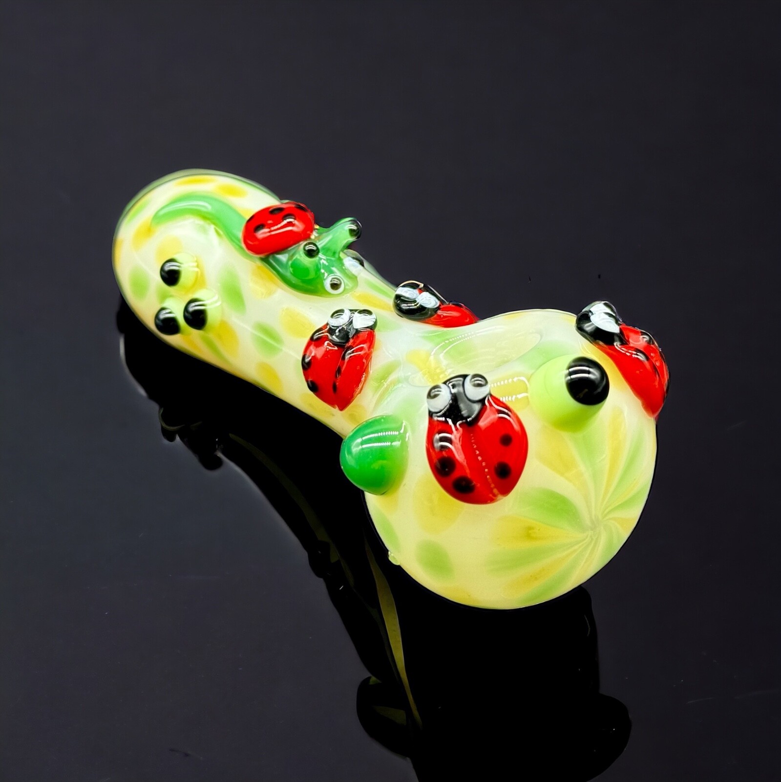 Ladybug Hand Blown Smoking Glass Pipes, Collectible Glass Bowl 6
