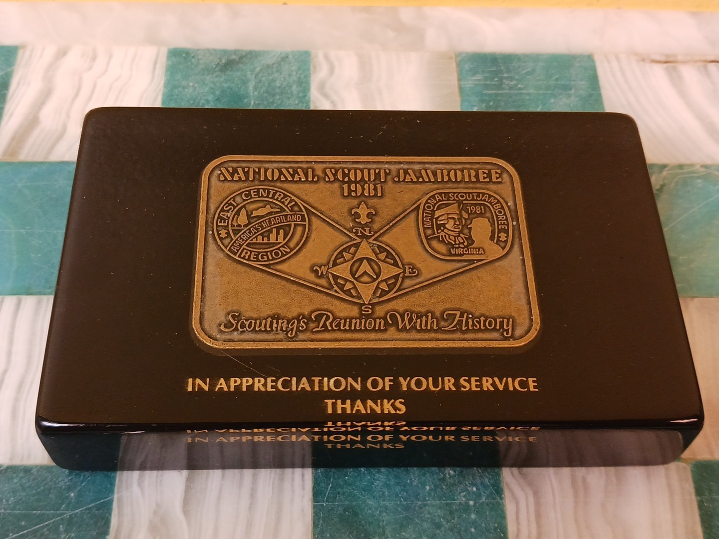 National Scout Jamboree Paperweight Vintage 1981 Boy Scout Award
