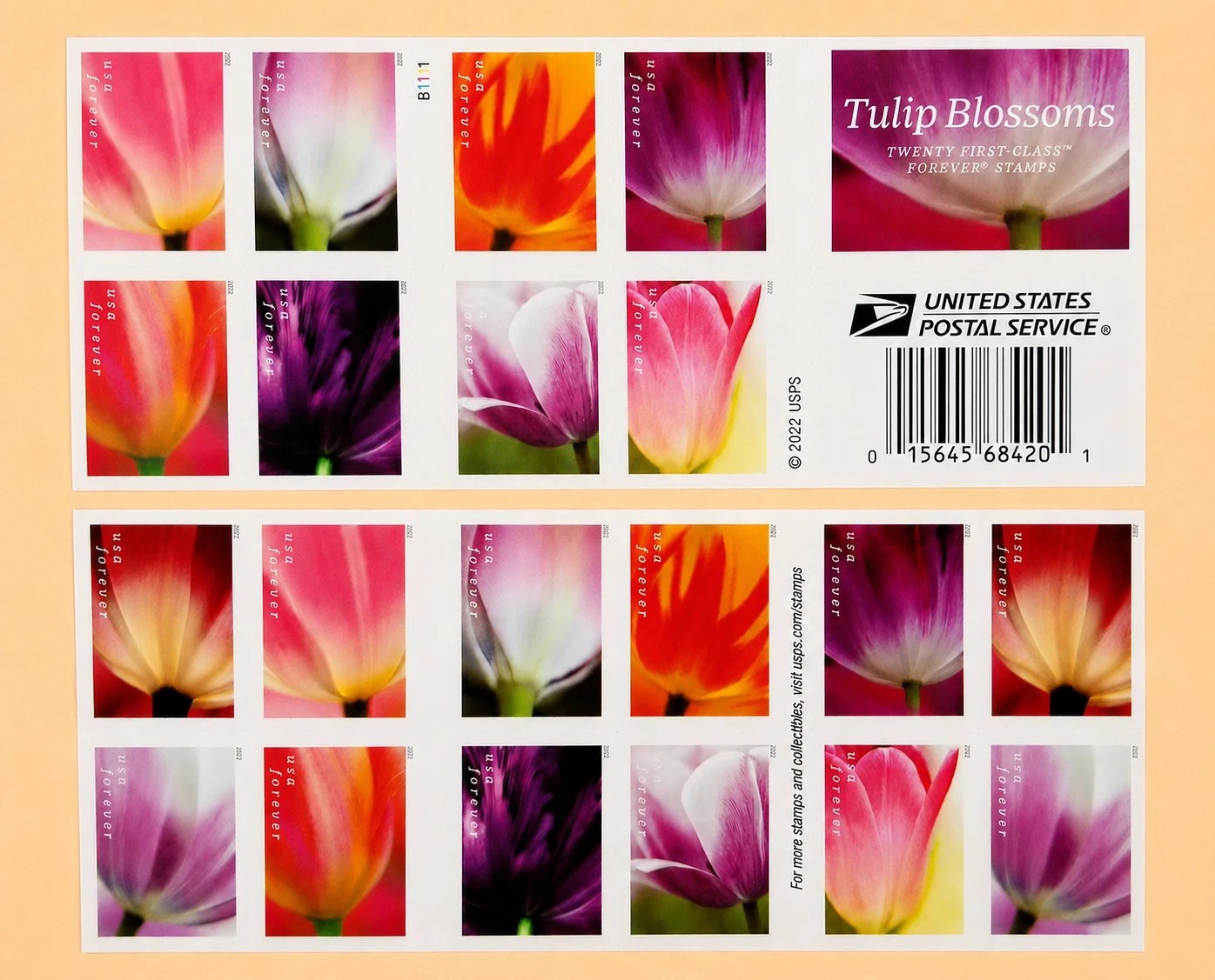 2023Tulip Blossoms Forever Stamps, 10 Sheets of 10-total 200pcs Stamps collect