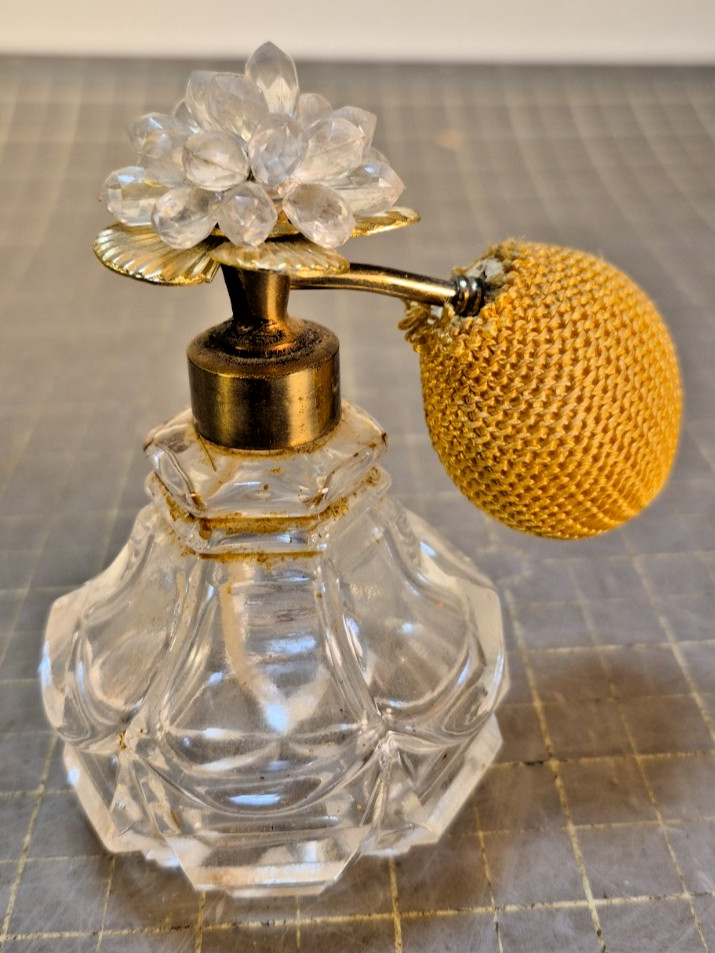 Vtg Pressed Glass Perfume Bottle \