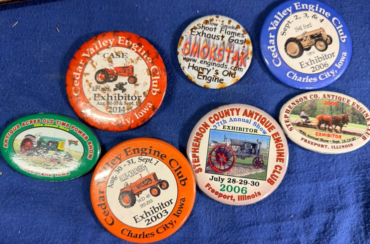 Vintage Antique Engine Club Pinback Button Lot Iowa Illinois Tractor Steam Show