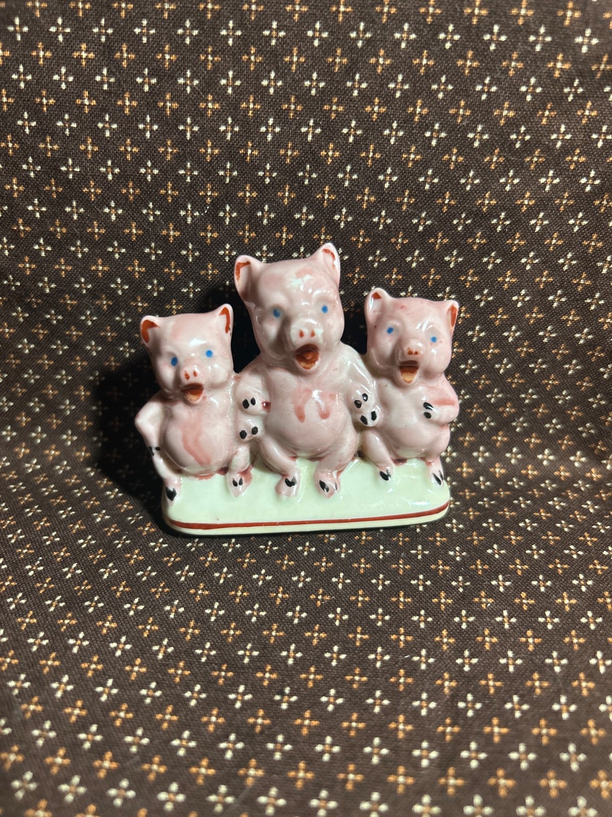 Vintage Collectable Porcelain Three 3 Little Pigs Figurine ~ Japan