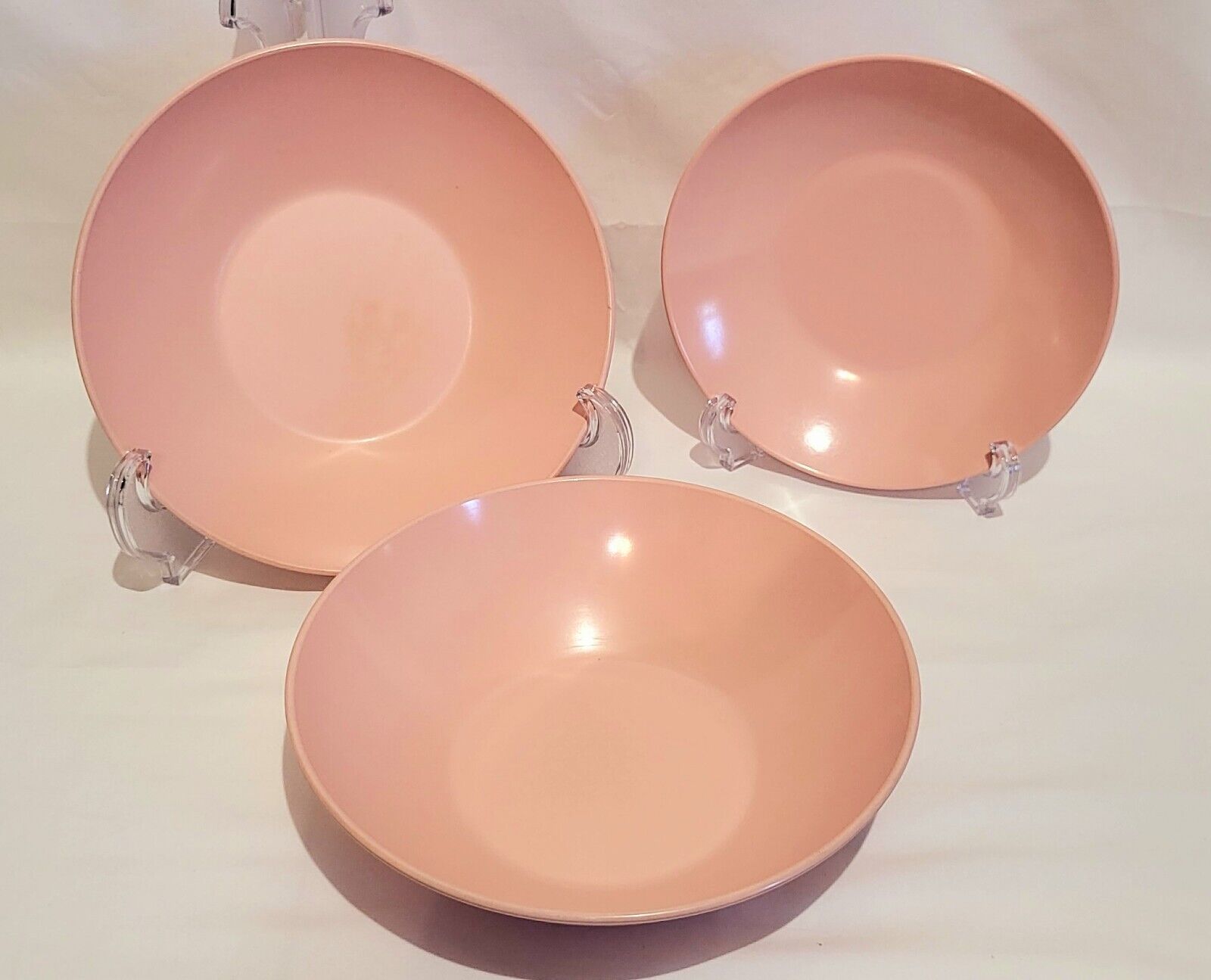 3 pc MCM Light Pink Melmac Mallo-Belle (2 Bowls/ 1 Soup Plate) by Mallory