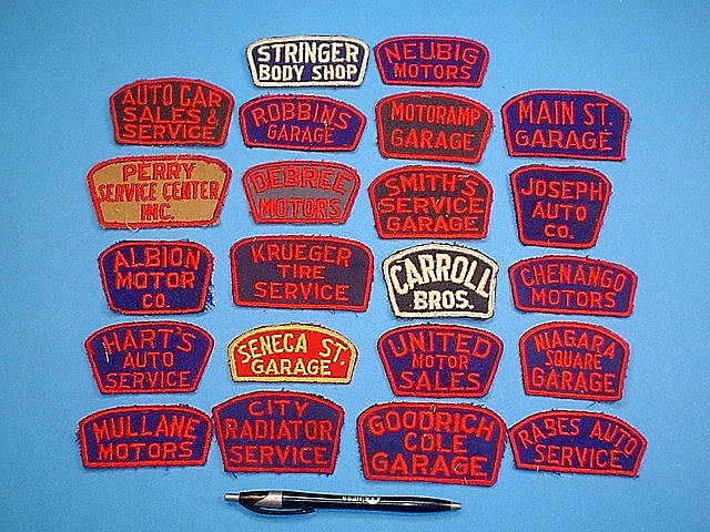 (22) VINTAGE 1940's 1950's CAR DEALER, SERVICE GARAGE, MECHANICS UNIFORM PATCHES
