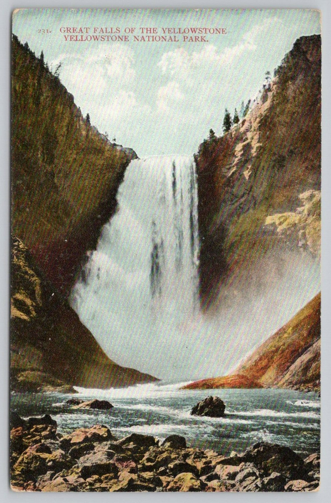 Postcard Great Falls of the Yellowstone, National Park, Wyoming, Posted 1908