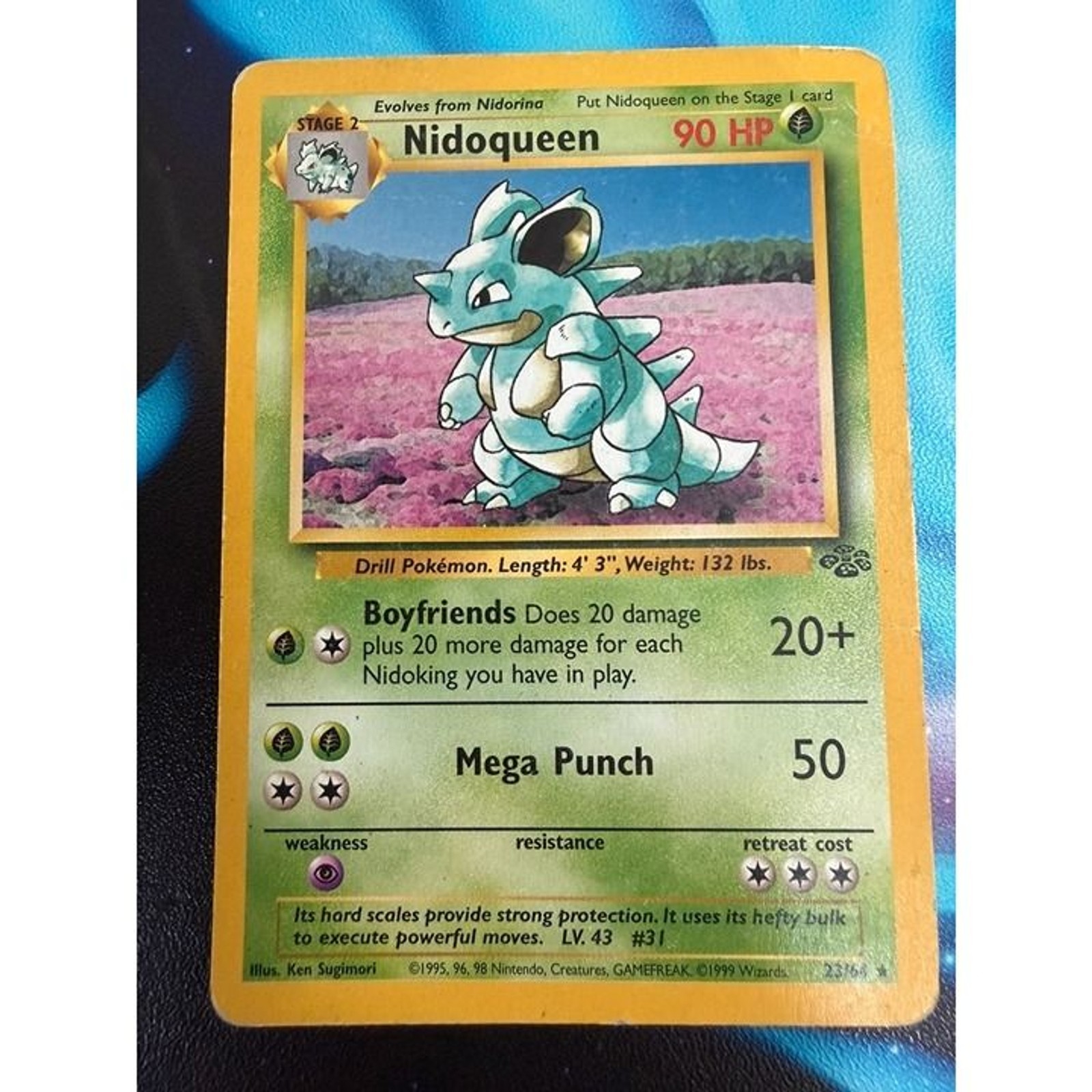 Nidoqueen Rare 23/64 Jungle WOTC Pokemon Card Non Holo Nidoqueen Rare 23/64 Jungle WOTC Pokemon Card Non Holo