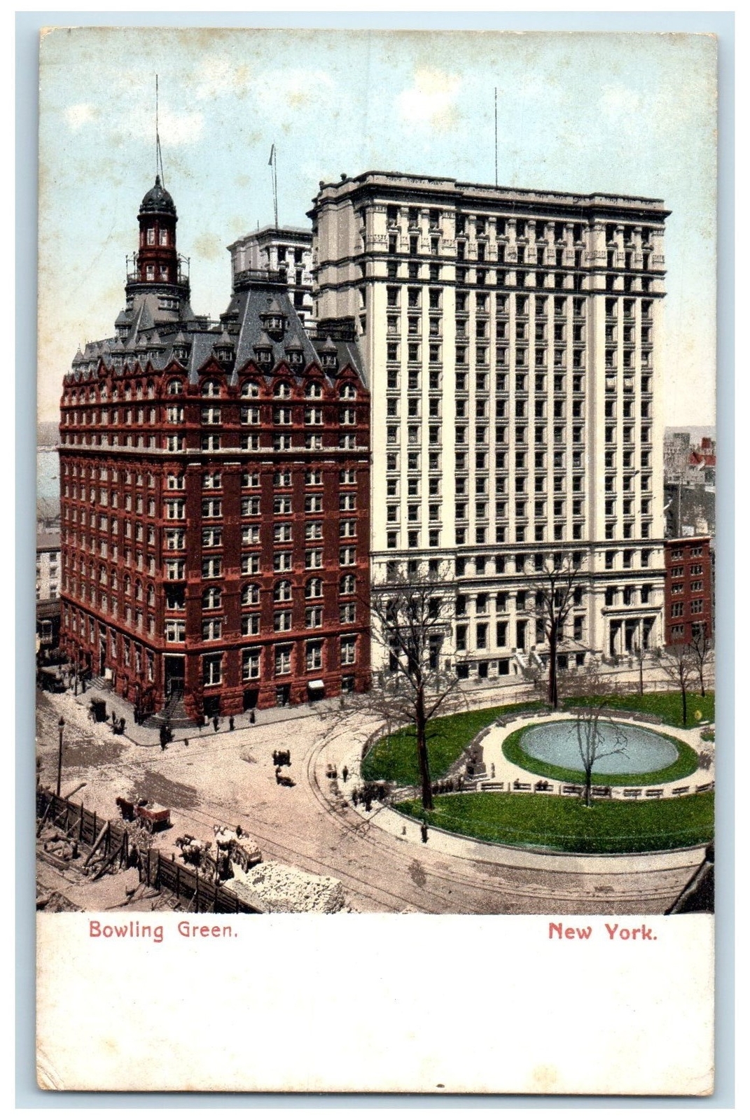 c1905s Bird\'s Eye View Of Bowling Green New York City New York Unposted Postcard c1905s Bird\'s Eye View Of Bowling Green New York City New York Unposted Postcard