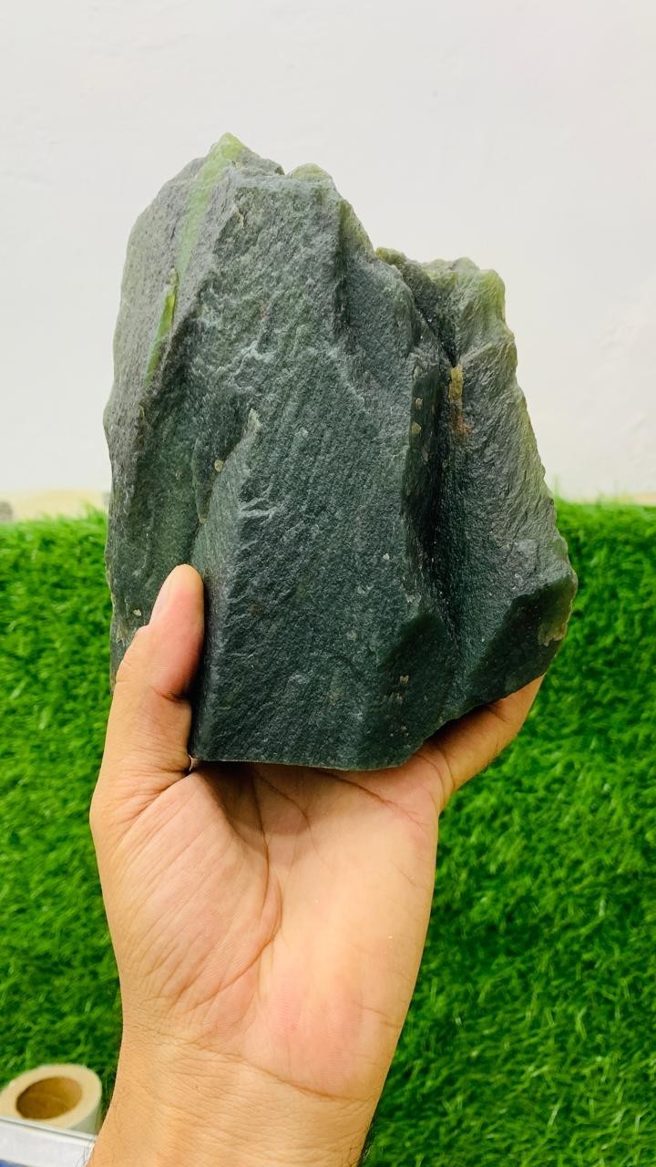 1.5kg Natural Green Nephrite Jade Rough Raw Specimen Lapidary Display Stone