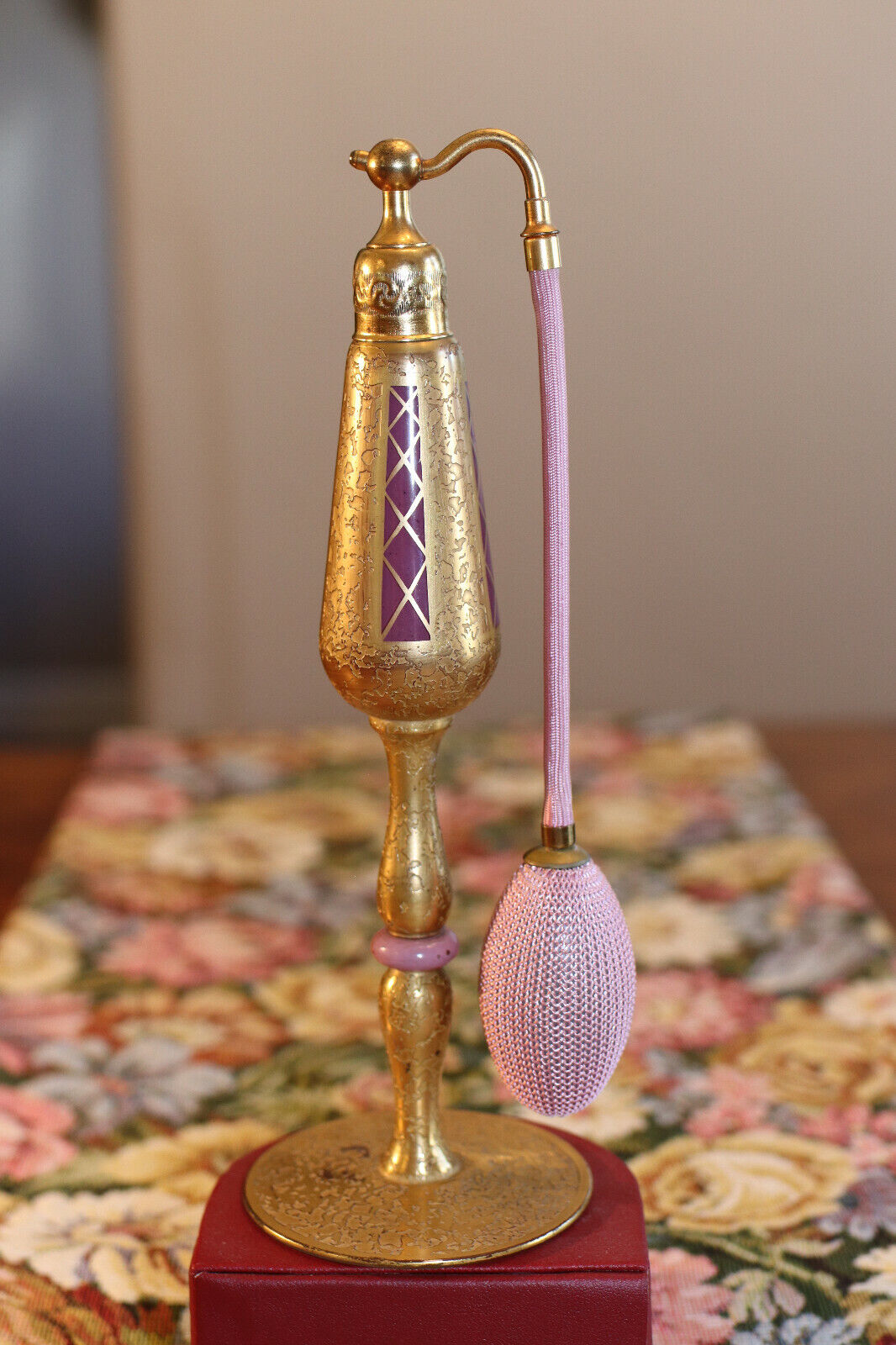 Rare Vintage 1920's Volupté Pink and Gold Perfume Atomizer