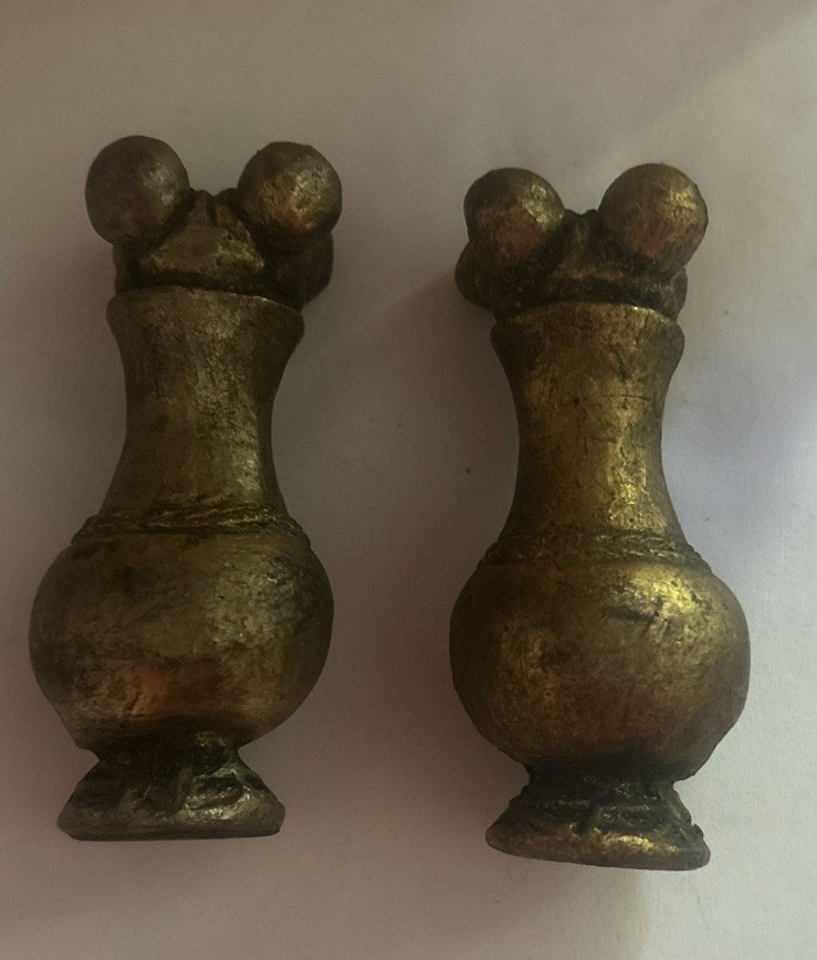 Pair Of Vintage Quimbaya Poporo Replicas Gold Tone See Description