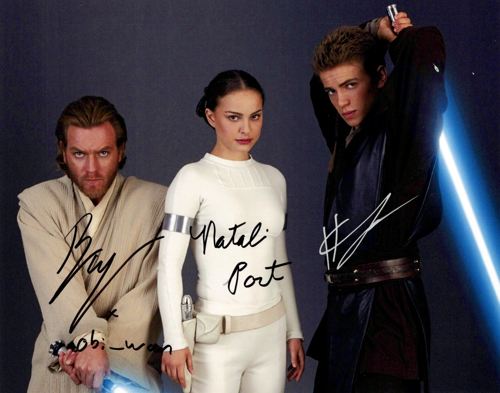 HAYDEN CHRISTENSEN  EWAN MCGREGOR  NATALIE Star Wars Signed 8x10 Autogra G2U