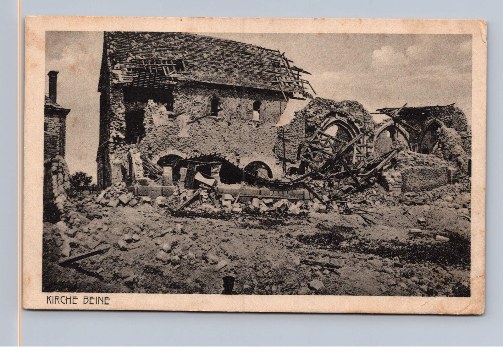 Antique Postcard Kirche BEINE Wwi Battlefield Ruin Germany 1918
