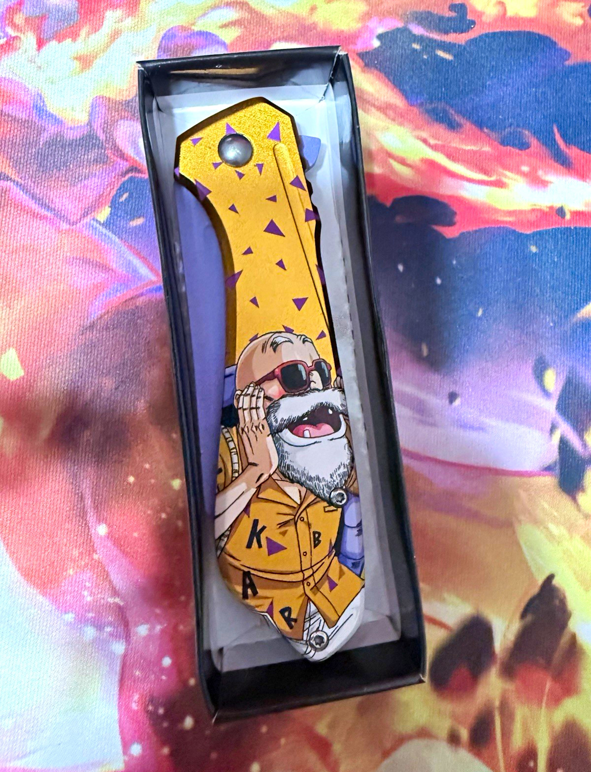 Dragon Ball Z Master Roshi Gold/Purple Aluminum Handle Folding Pocket Knife