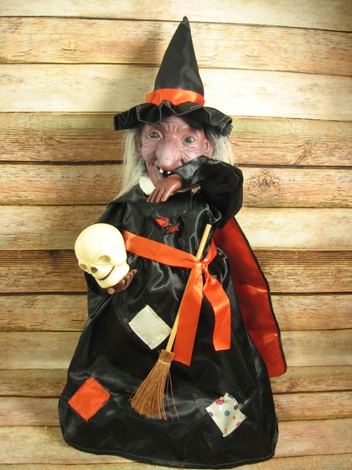Vintage Halloween Animated Witch w/ Sound & Lights Works w/ Box