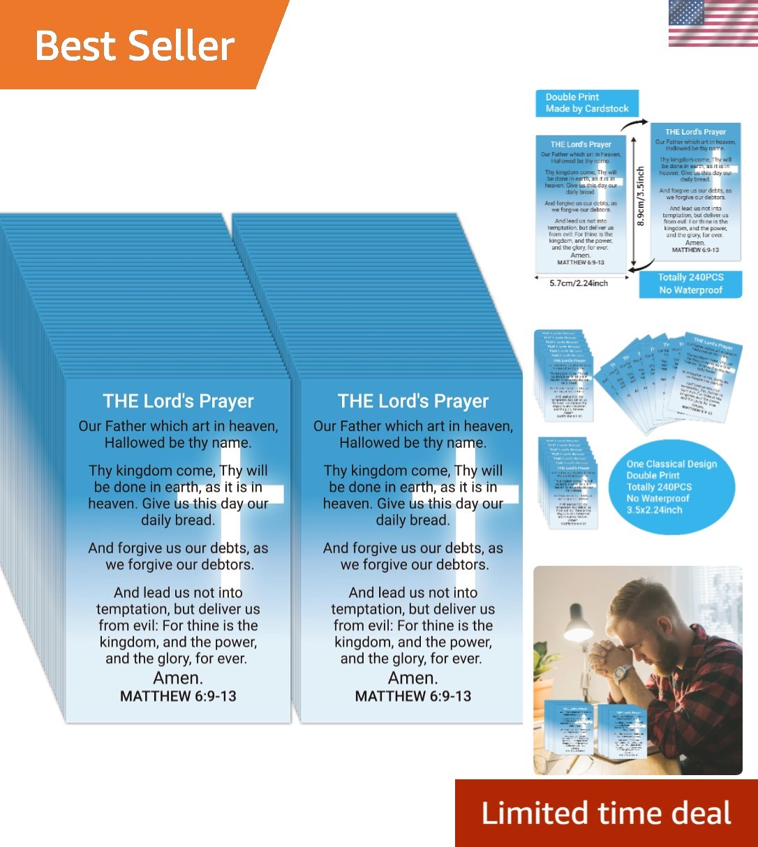 240pcs The Lord’s Prayer Card Gospel Tracts Religious Christian Roman Road Sa... 240pcs The Lord’s Prayer Card Gospel Tracts Religious Christian Roman Road Sa...