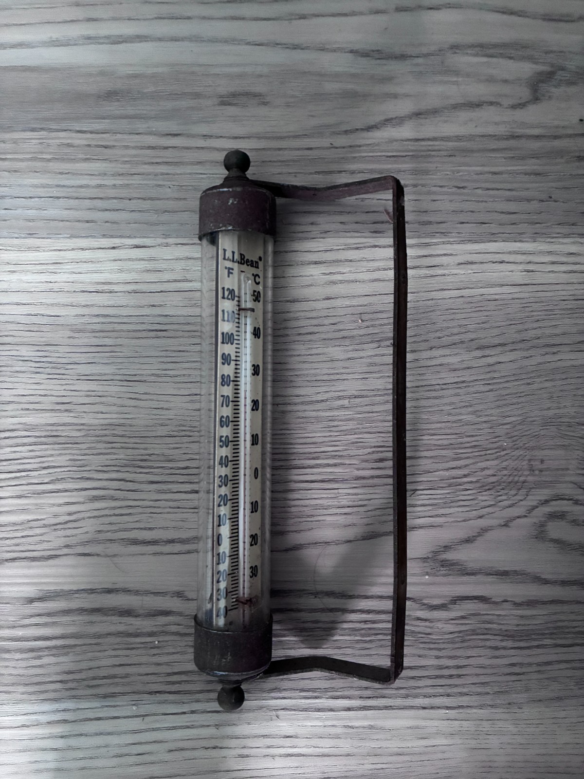 Vintage L.L. Bean Metal and Glass Advertising Thermometer