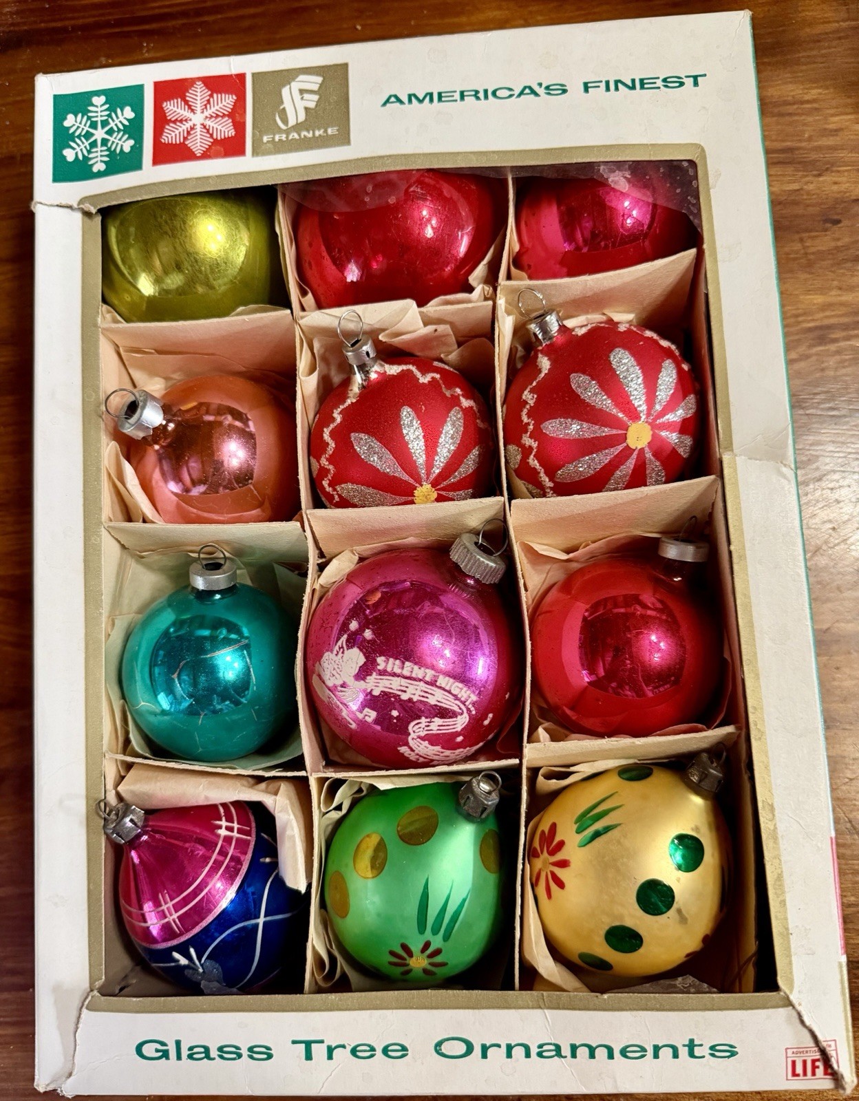 Vintage 1 Dozen Glass Ornaments Inc Shiny Brite, Polish, E European..