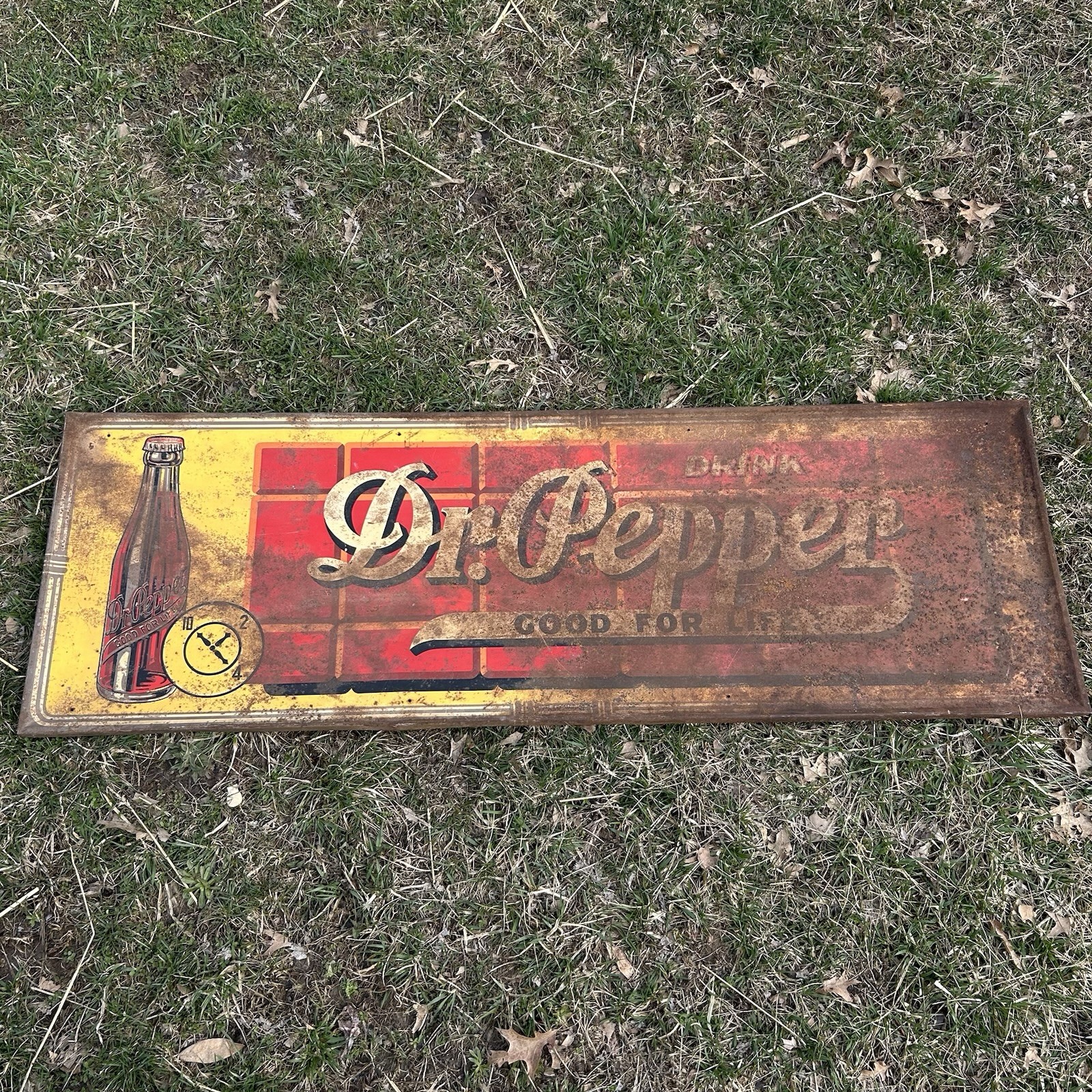 Vintage Rustic Dr Pepper Sign Metal Dated 1939 Good for Life 10 2 4 Size 18x54