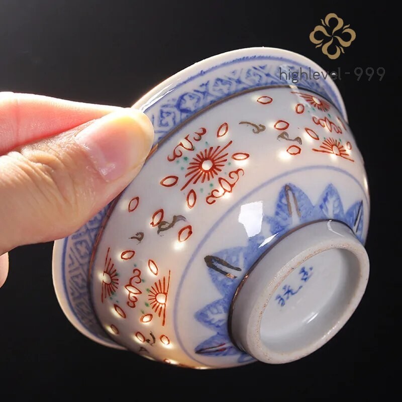 Personality Brief Ceramic Tea Cup Jingdezhen Tea Cup Traditional Retro Style 