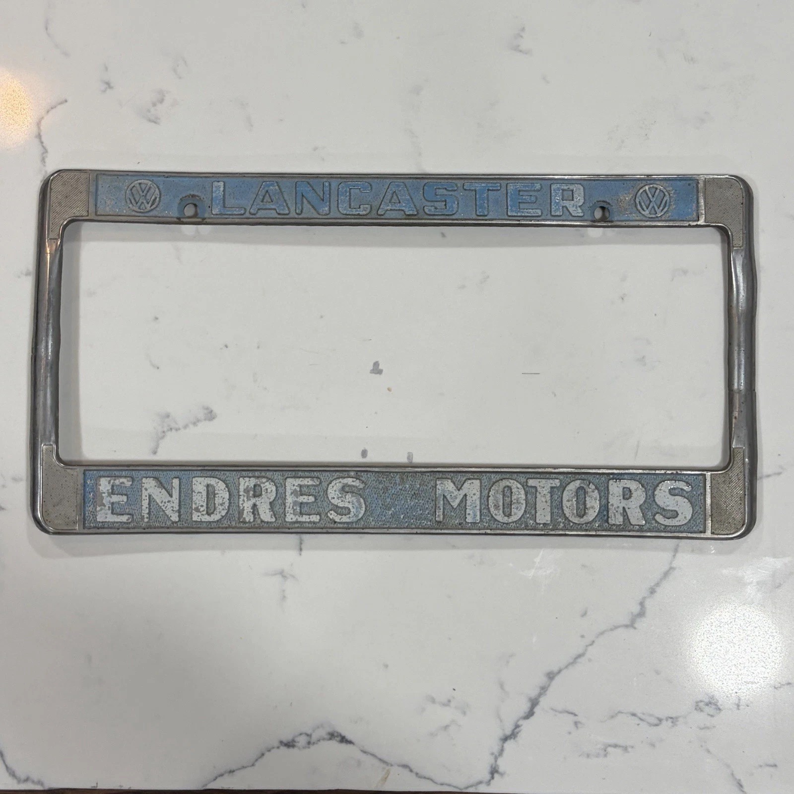Vintage Endres Lancaster CA Volkswagen Porsche Dealer License Plate Frame VW*see