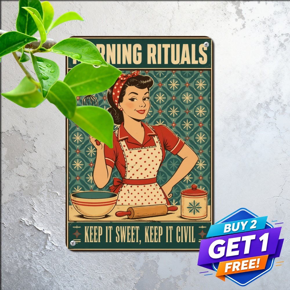 vintage humorous poster quote retro housewife illustration teal