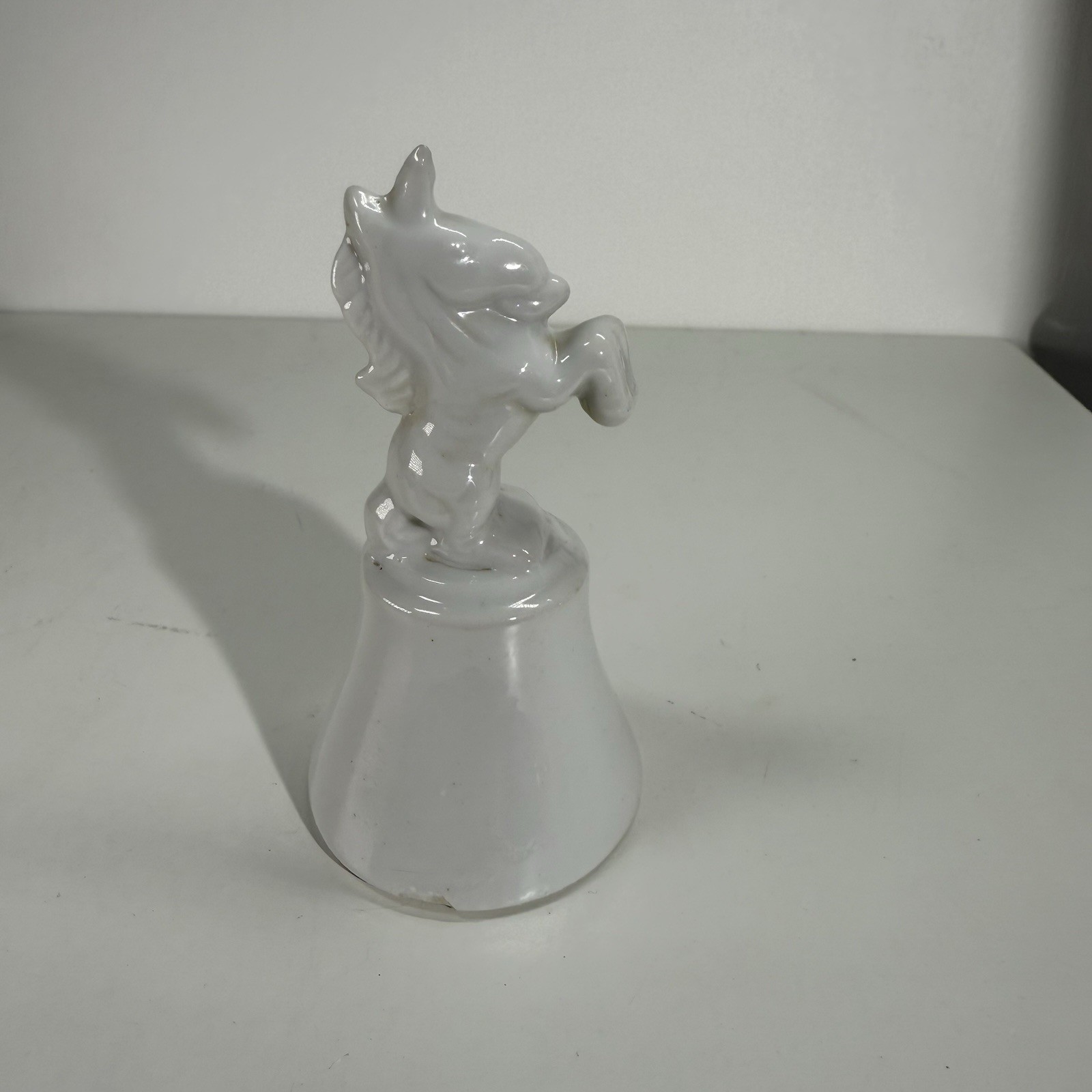 VINTAGE White PORCELAIN HORSE FIGURE BELL