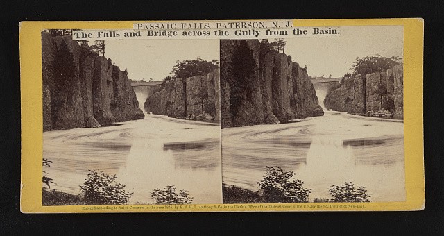 Photo:Paterson NJ Passaic Falls Bridge Basin 1865 Stereoview