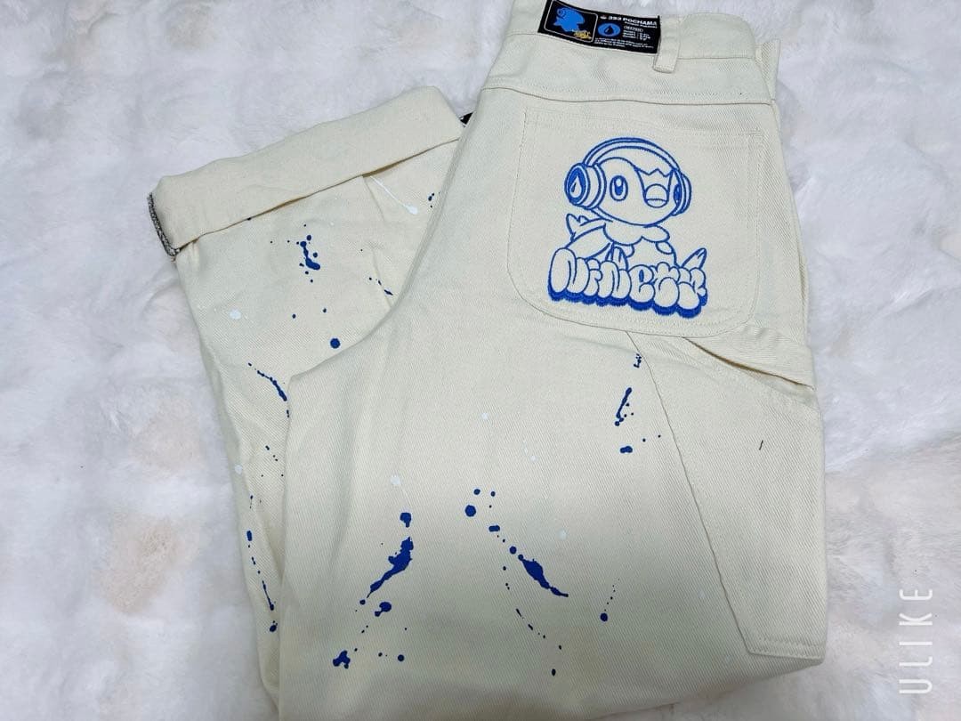 9090 x Pokemon Piplup Collaboration Denim Pants Men\'s