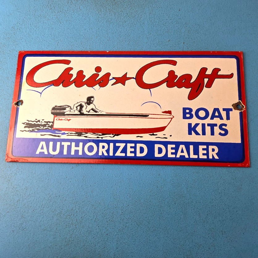 Vintage Chris Craft Sign - Motor Boats Porcelain Gas Pump Plate Dealer Sign Vintage Chris Craft Sign - Motor Boats Porcelain Gas Pump Plate Dealer Sign