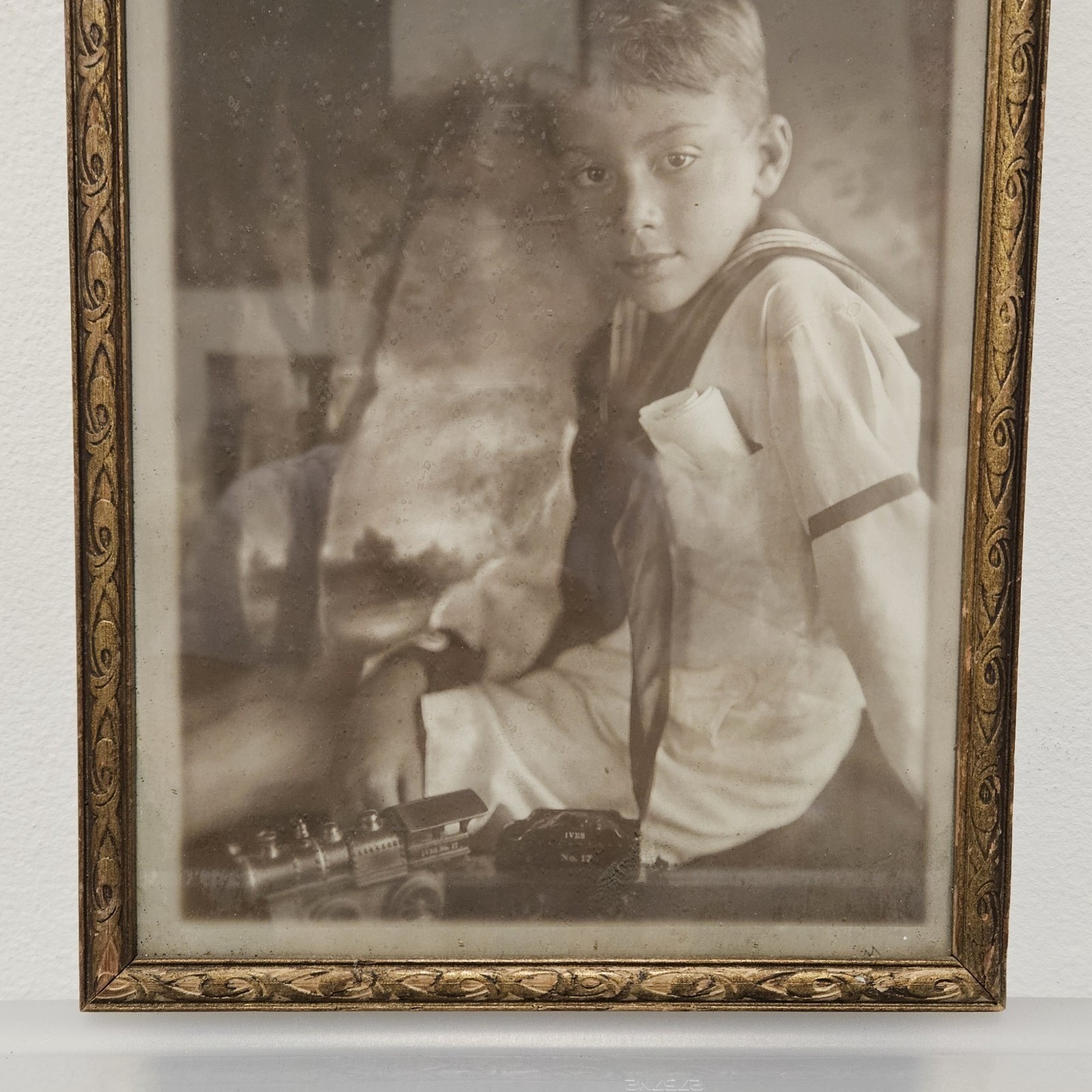 Antique 1920s Framed Boy Portrait Photo Chapman Arcade Studio Portland Maine