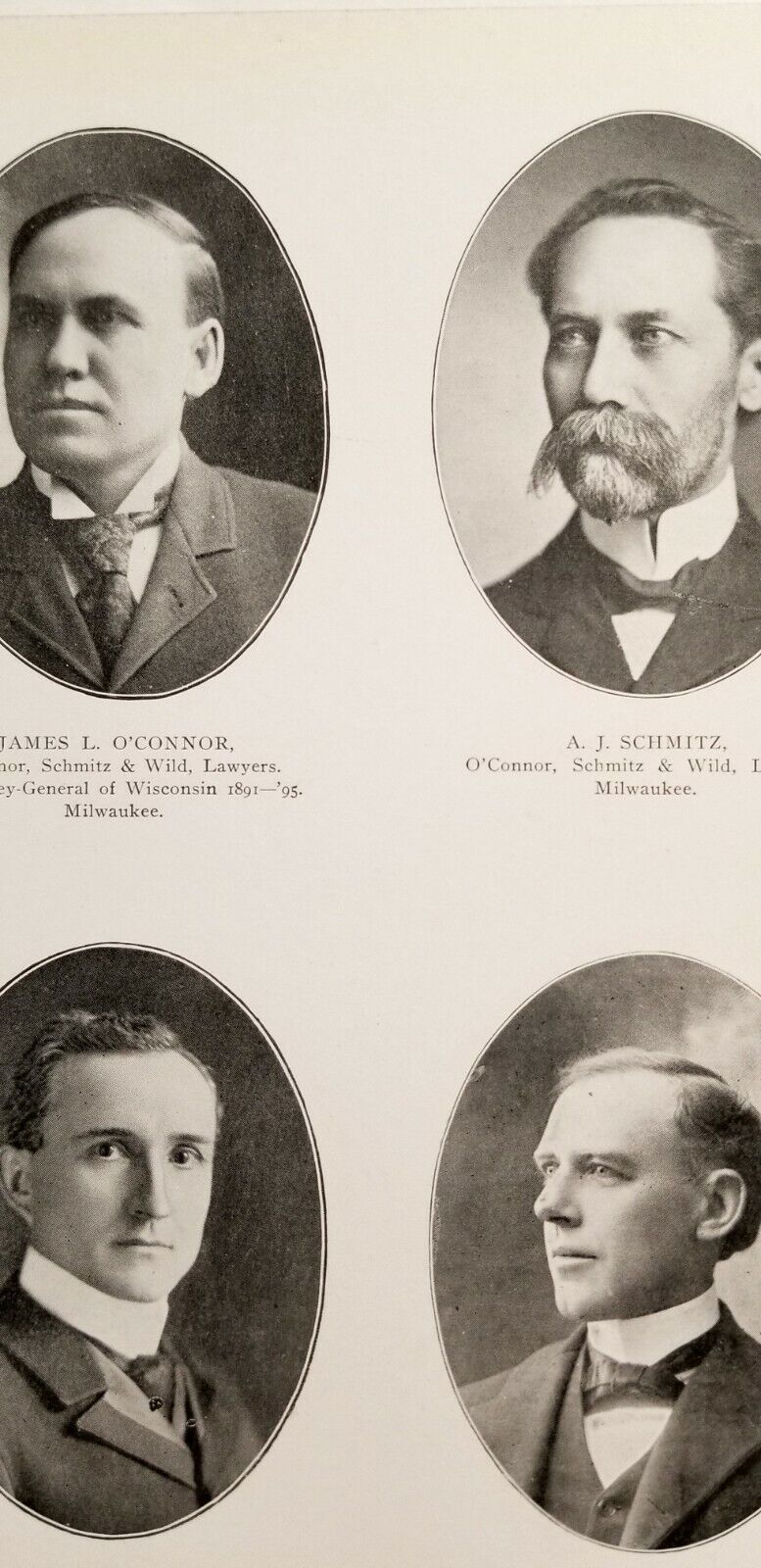 Notable Wisconsin Men of 1901 ATTORNEYS & LAWYERS Schmitz Ryan Hurley ParkD0