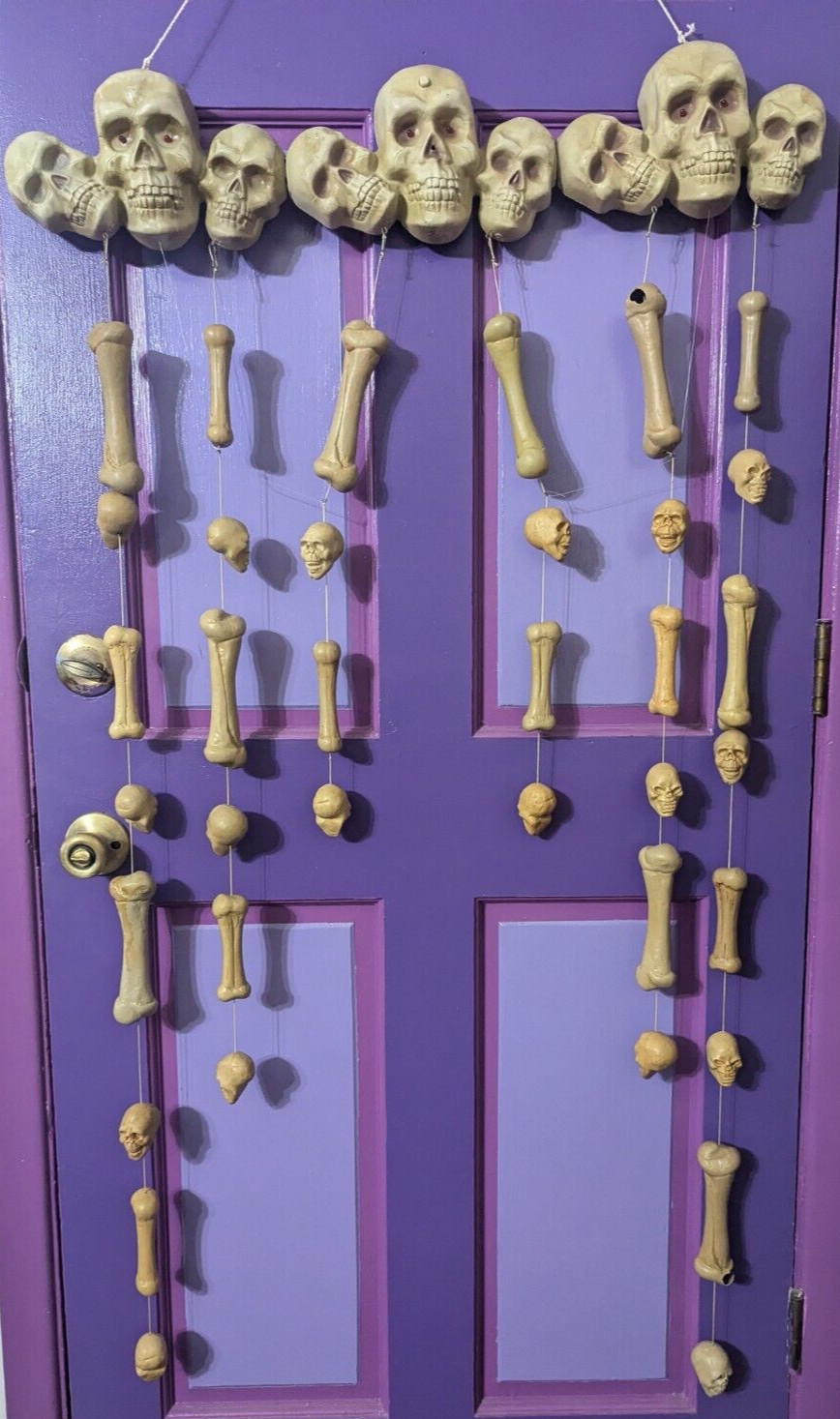 Vintage Gemmy Halloween Doorway To Doom Animated Skeleton Skull Bones Move Howl
