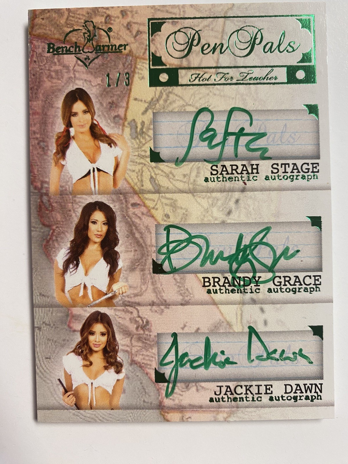 SARAH STAGE,   BRANDY GRACE,  JACKIE DAWN : PEN PALS = AUTOGRAPHs Card ( 1 / 3 )