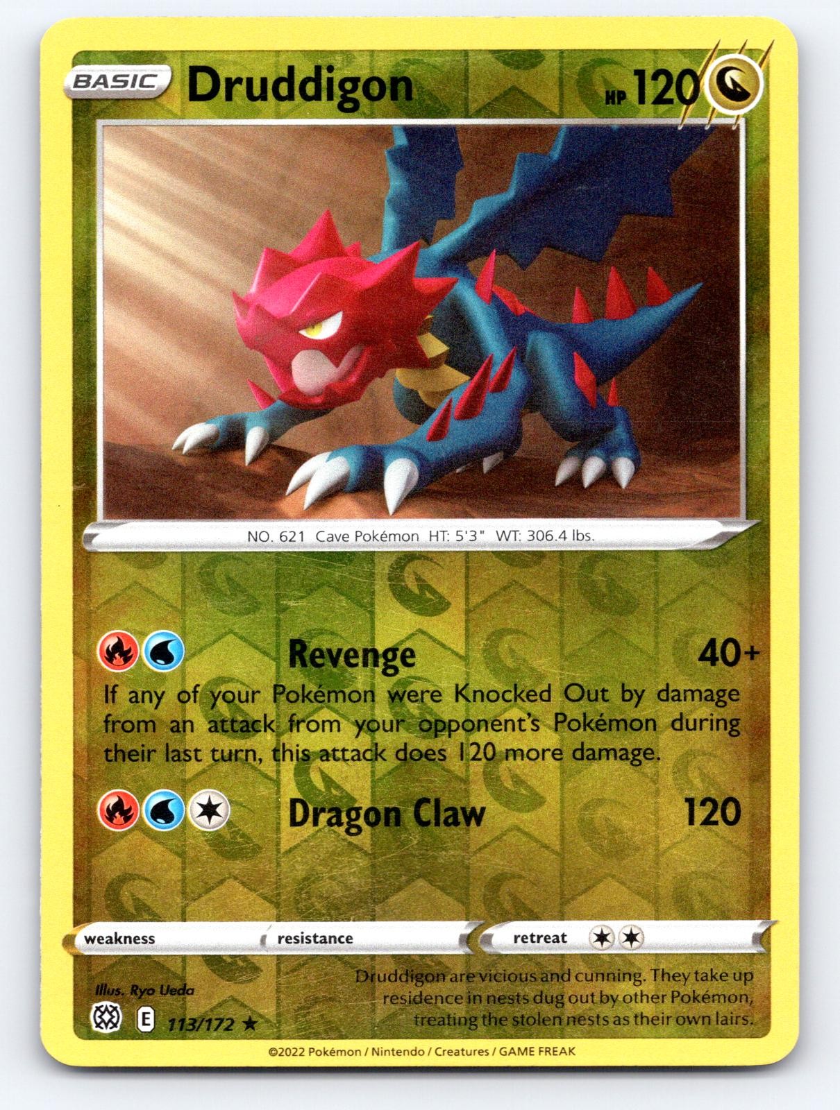 Druddigon 113/172 Rare Brilliant Stars Pokemon Reverse Holo MP