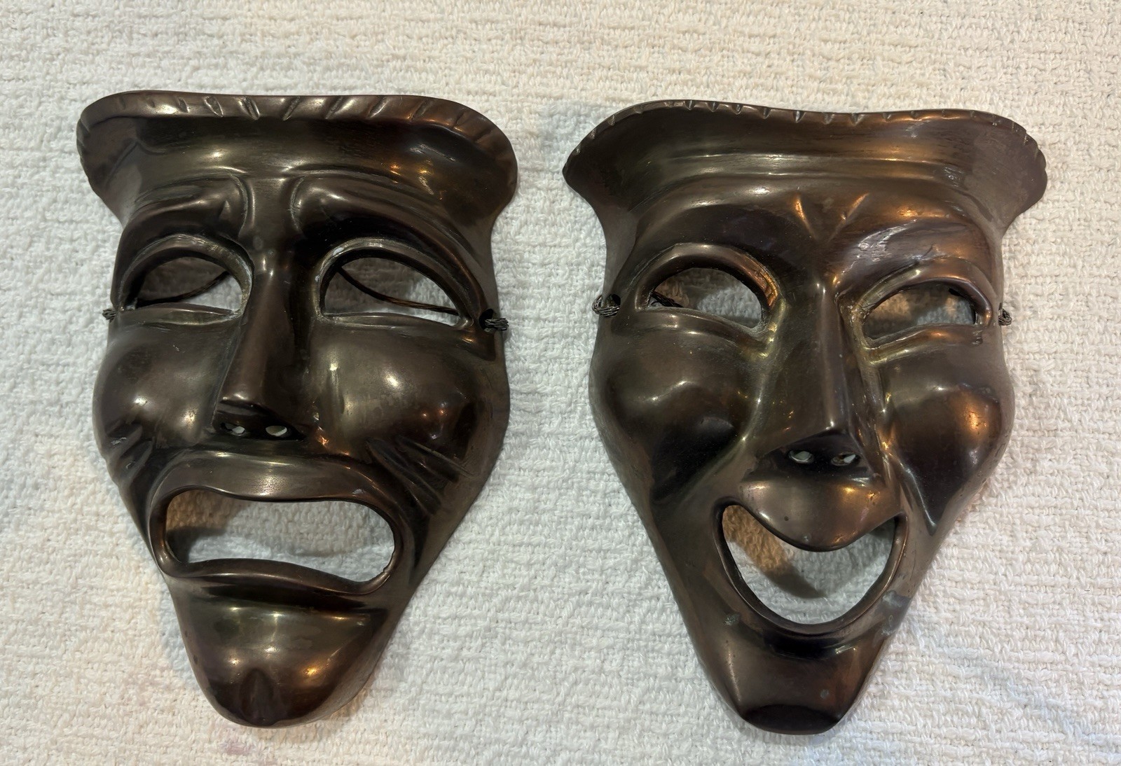 Vintage Theater Brass Comedy & Tragedy Wall Masks Sad Happy Drama Made in India