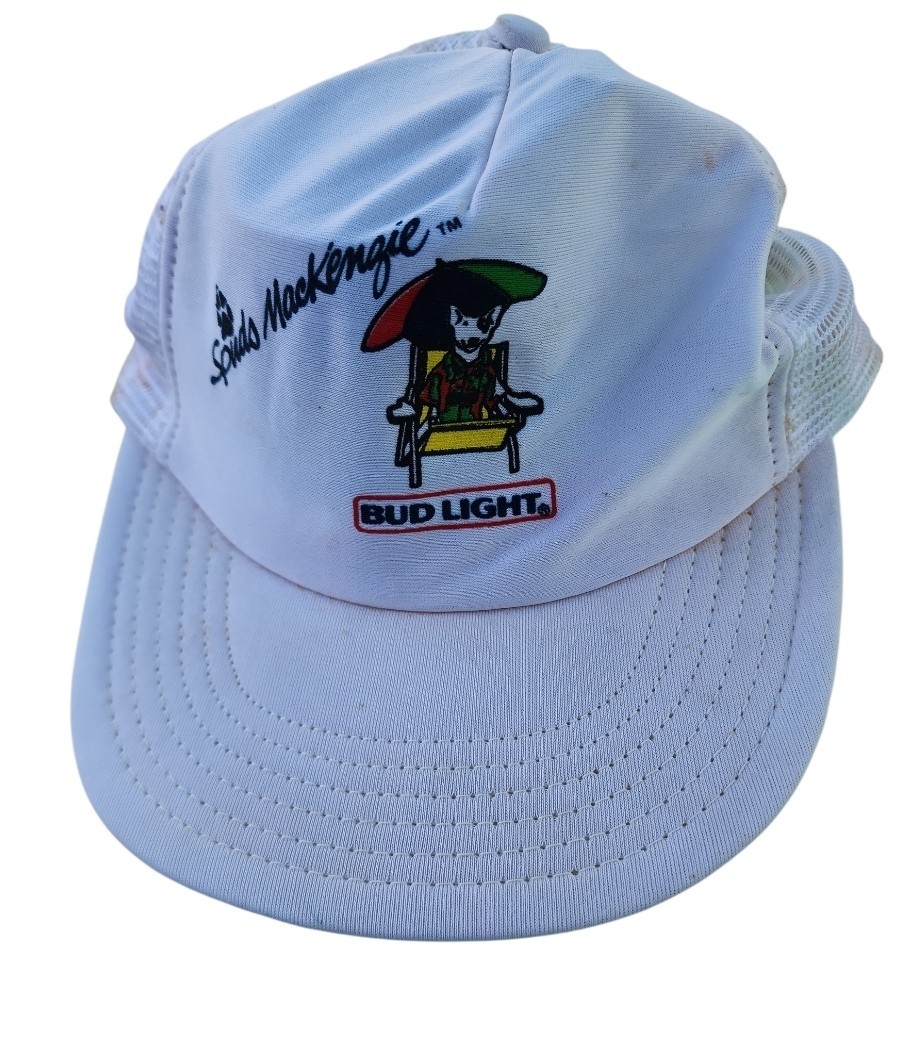 Vintage SPUDS MCKENZIE Bud Light Beer White Snapback Hat Budweiser Cap Vintage SPUDS MCKENZIE Bud Light Beer White Snapback Hat Budweiser Cap