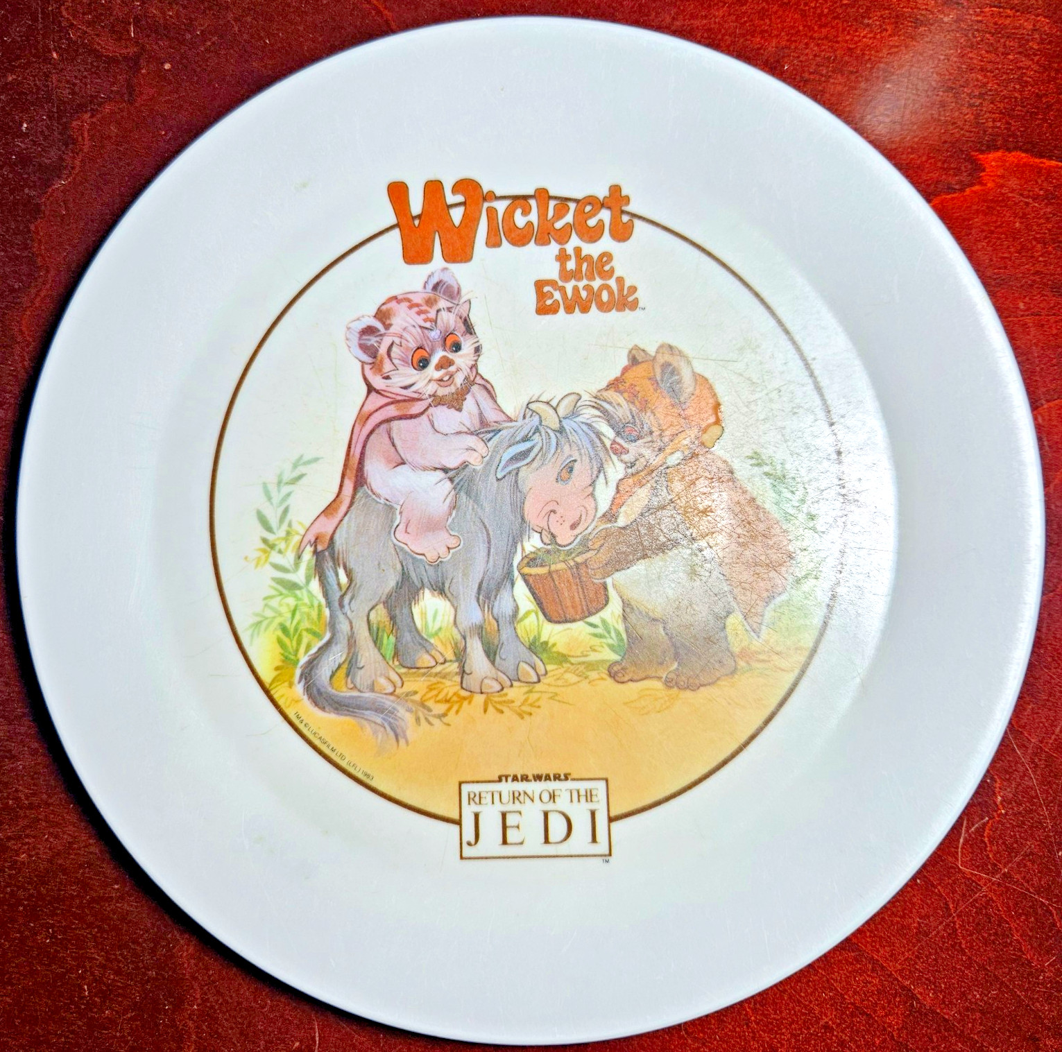 Vintage 1983 Star Wars Return of the Jedi Wicket the Ewok Plate & Mug Lot DEKA