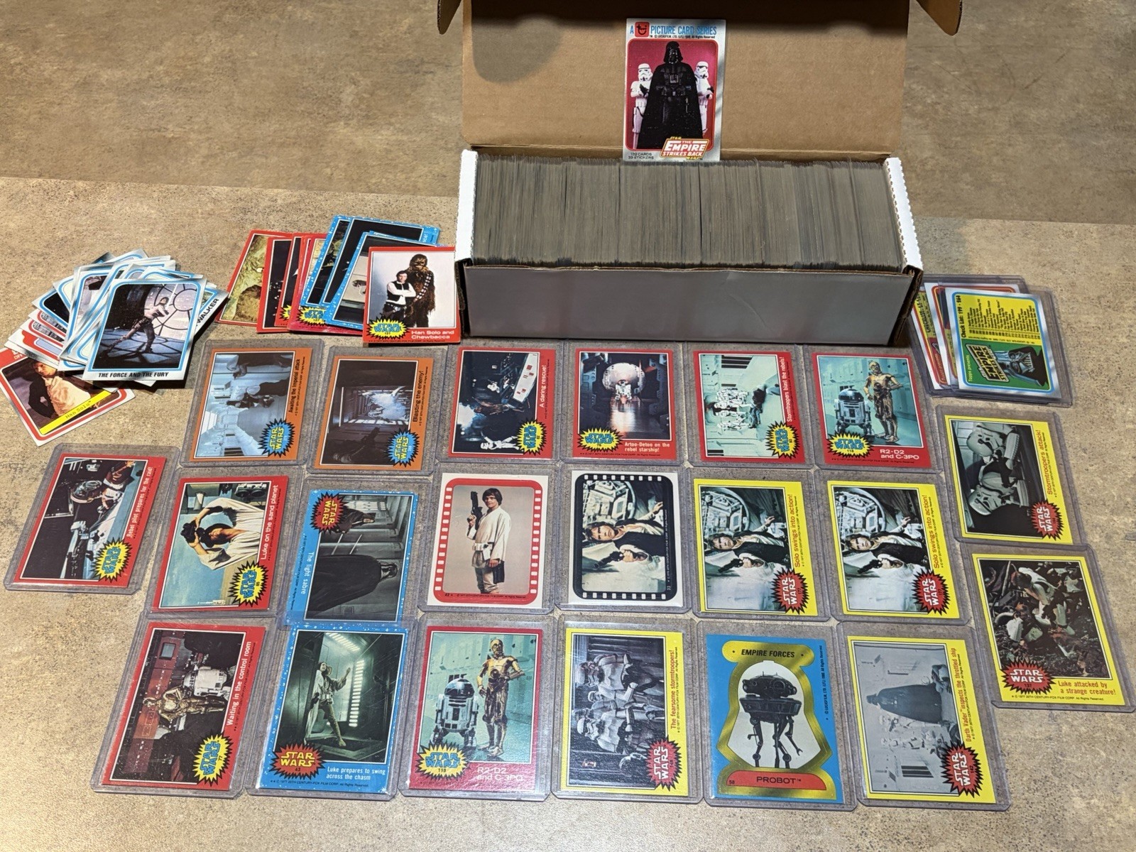 HUGE 500 CARD LOT VINTAGE STAR WARS & EMPIRE STRIKES BACK + STICKERS SLEEVED