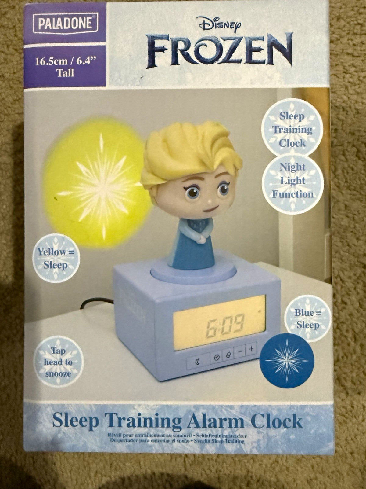 Paladone Disney Frozen Sleep Training Alarm Clock Night Light USB Operated