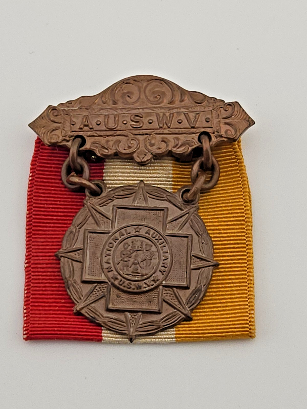 Antique Spanish American War Auxiliary Badge Pin AUSWV