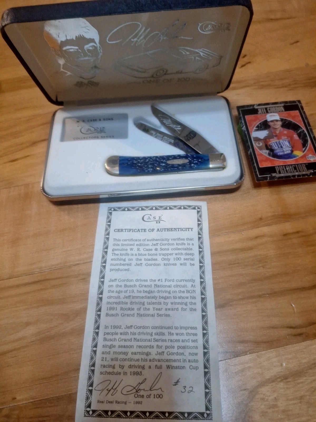 CASE XX KNIFE LMTD EDITION COLLECTOR JEFF GORDON BONE TRAPPER VNTG 1992 ONLY 100
